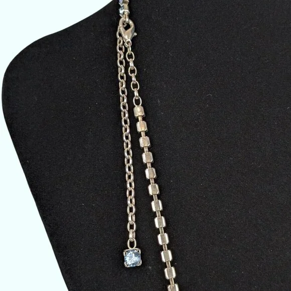 (2/$20) Long Blue Rhinestone Chain Necklace - Picture 5 of 6